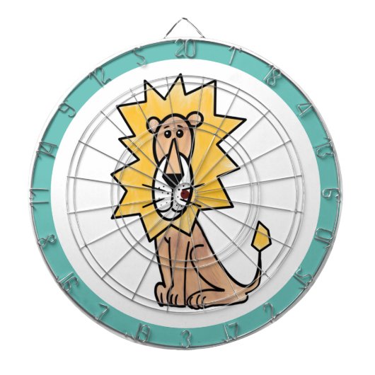 cartoon schattige leeuw kinder retro safari oerwou dartbord (Voorkant)