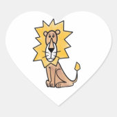 cartoon schattige leeuw kinder retro safari oerwou hart sticker (Voorkant)