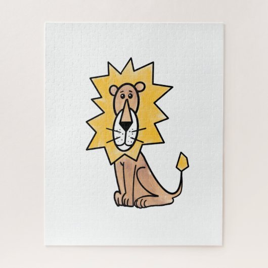 cartoon schattige leeuw kinder retro safari oerwou legpuzzel (Verticaal)