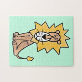 cartoon schattige leeuw kinder retro safari oerwou legpuzzel (Horizontaal)