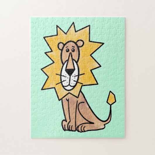 cartoon schattige leeuw kinder retro safari oerwou legpuzzel (Verticaal)