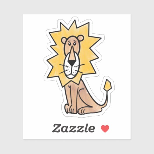 cartoon schattige leeuw kinder retro safari oerwou sticker (Vel)