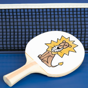 cartoon schattige leeuw kinder retro safari oerwou tafeltennisbatje