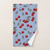 Cartoon schattige rode kersbessen groene bladeren  bad handdoek (Handdoek)