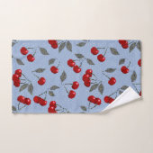 Cartoon schattige rode kersbessen groene bladeren  bad handdoek (Handdoek)