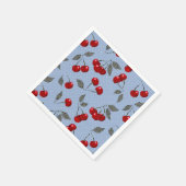 Cartoon schattige rode kersbessen groene bladeren  servet (Hoek)