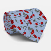 Cartoon schattige rode kersbessen groene bladeren  stropdas (Opgerold)