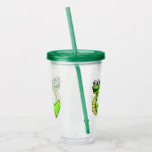 Cartoon Schattige Snake Helder Groen Geel Wit Ogen Acryl Drinkbeker (Links)