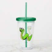 Cartoon Schattige Snake Helder Groen Geel Wit Ogen Acryl Drinkbeker (Voorkant)