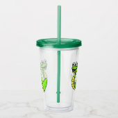 Cartoon Schattige Snake Helder Groen Geel Wit Ogen Acryl Drinkbeker (Rechts)
