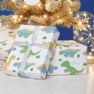 Cartoon Schattigee Dinosaurus Party Wrapping Papie Cadeaupapier