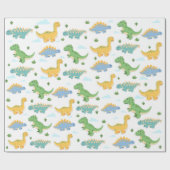 Cartoon Schattigee Dinosaurus Party Wrapping Papie Cadeaupapier (Vlak)