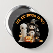 Cartoon Schattigee Heks Ghost Pumpkins Familie Hal Ronde Button 4,0 Cm (Voorkant /achterkant)