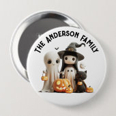 Cartoon Schattigee Heks Ghost Pumpkins Familie Hal Ronde Button 4,0 Cm (Voorkant /achterkant)