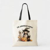 Cartoon Schattigee Heks Ghost Pumpkins Familie Hal Tote Bag (Voorkant)
