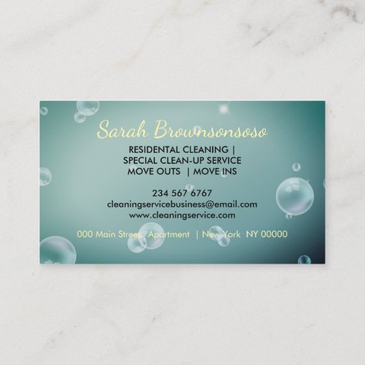 Cartoon Schattigee schoonmaakdienst voor het huis  Visitekaartje (Achterkant)