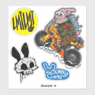 Cartoon Schedel/Konijn_1 Sticker