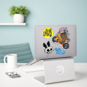 Cartoon Schedel/Konijn_1 Sticker (Laptop op bureau)
