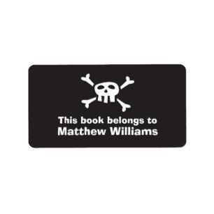 Cartoon schedel piraat vlag boekenplaat boek borde etiket