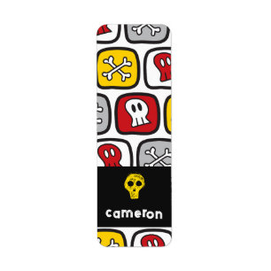 Cartoon Schedels & Botten Kids Halloween Feest Fav Etiket