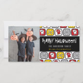 Cartoon schedels & botten kind gelukkig Halloween  Feestdagenkaart (Voorkant)