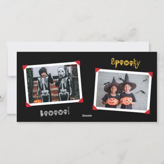 Cartoon schedels & botten kind gelukkig Halloween  Feestdagenkaart (Achterkant)
