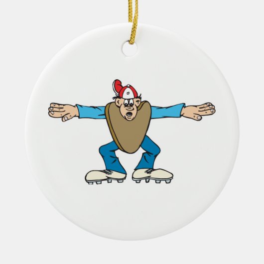 cartoon scheidsrechter die VEILIG roept Keramisch Ornament (Voorkant)