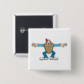 cartoon scheidsrechter die VEILIG roept Vierkante Button 5,1 Cm (Voorkant /achterkant)