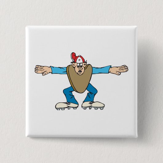 cartoon scheidsrechter die VEILIG roept Vierkante Button 5,1 Cm (Voorkant)