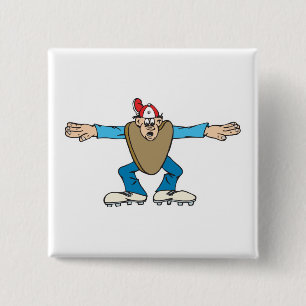 cartoon scheidsrechter die VEILIG roept Vierkante Button 5,1 Cm