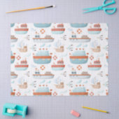 Cartoon Schepen en vogels op witte ontkoppeling Tissuepapier (Craft)