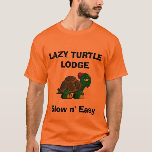 cartoon-schildpad-clipart, LAZY TURTLE LODGE, Traa T-shirt (Voorkant)