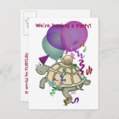 Cartoon schildpad en slak verjaardagsfeestje uitno uitnodiging briefkaart (Voorkant / Achterkant)