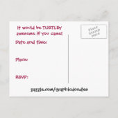 Cartoon schildpad en slak verjaardagsfeestje uitno uitnodiging briefkaart (Achterkant)
