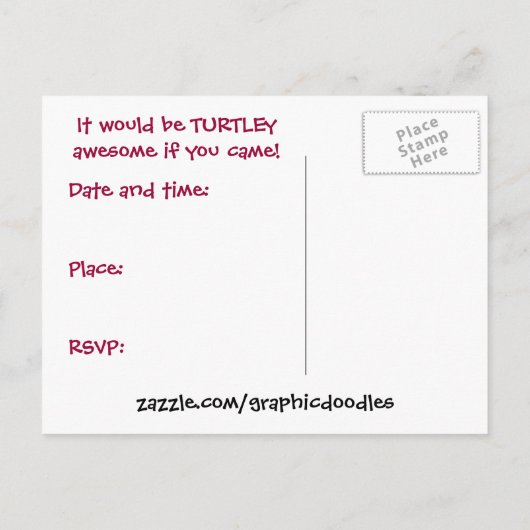 Cartoon schildpad en slak verjaardagsfeestje uitno uitnodiging briefkaart (Achterkant)