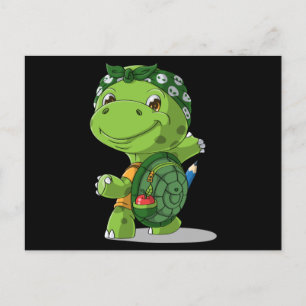Cartoon schildpad gaat naar school briefkaart