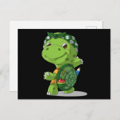 Cartoon schildpad gaat naar school briefkaart (Voorkant / Achterkant)