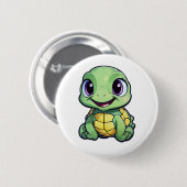 Cartoon schildpad illustratie ronde button 5,7 cm (Voorkant /achterkant)