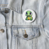 Cartoon schildpad illustratie ronde button 5,7 cm (In situ)