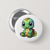 Cartoon schildpad illustratie ronde button 5,7 cm (Voorkant /achterkant)