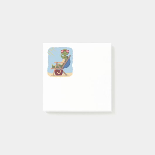 Cartoon Schildpad met Zonnebril Relaxend op Strand Post-it® Notes (Voorkant)