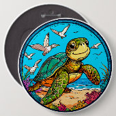 Cartoon schildpad ronde button 6,0 cm (Voorkant /achterkant)