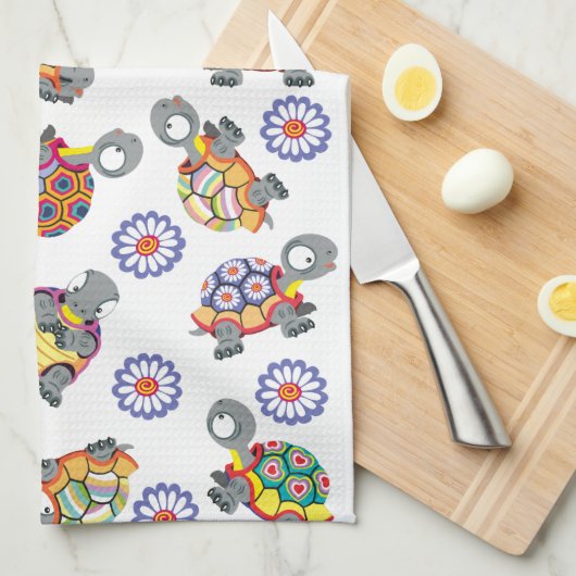 cartoon schildpad theedoek (Quarter Fold)