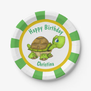 cartoon schildpad-verjaardagsfeestje personalisere papieren bordje