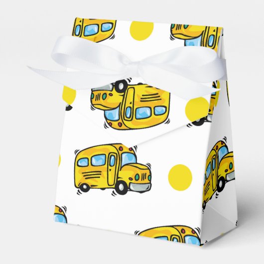Cartoon School Bus, Gele en Witte Polka Dots Bedankdoosjes (Voorkant Zijde)