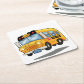 Cartoon School Bus Kartonnen Onderzetters (Schuin)