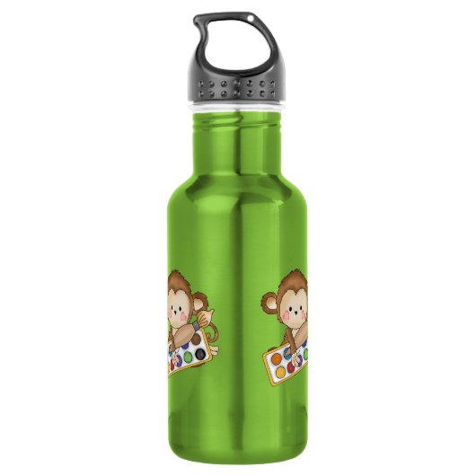 Cartoon School Monkey Waterfles (Achterkant)