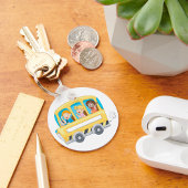 Cartoon schoolbus kinderen sleutelhanger