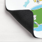 cartoon schoolbus op aarde - wereldbol.png muismat (Hoek)