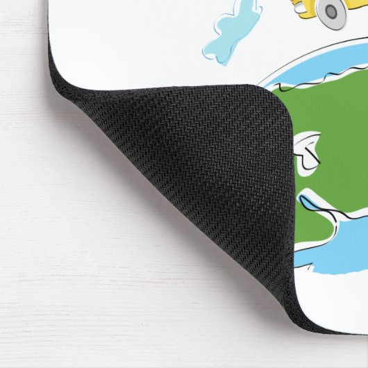 cartoon schoolbus op aarde - wereldbol.png muismat (Hoek)